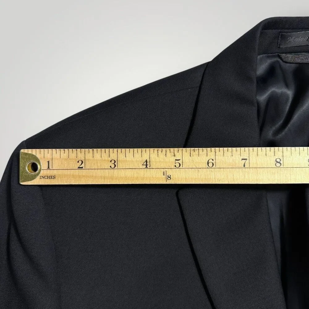 RALPH LAUREN Mens Blazer 44R Sport Coat Two Button Suit Jacket Black Wool